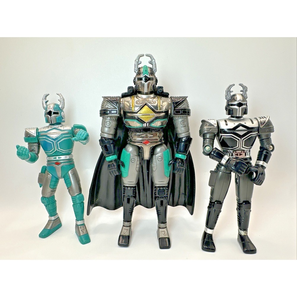 Bandai Beetleborgs Lot 3 Figures Titanium Silver Beetleborg Green Hunter 1997